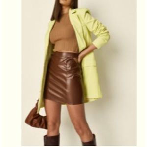 Brown leather mini skirt